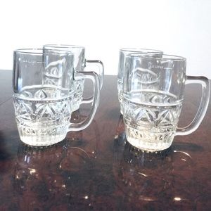 VINTAGE HEAVY DUTY GLASS BEER MUGS